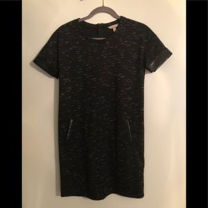 BR dress with leather sleeve and pocket lining